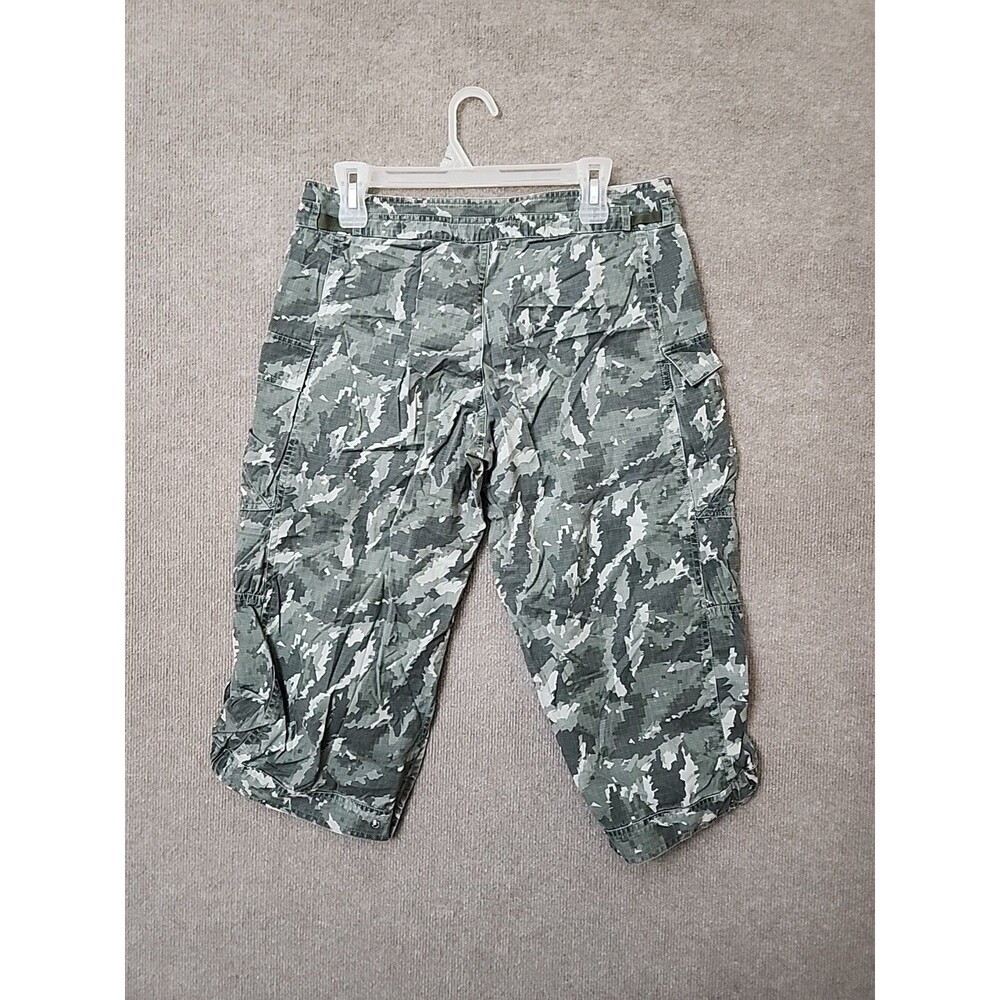 Nike Cargo Capri Pants Womens M 8-10 Green Camo Ripstop Drawstring Snap Hem - Picture 6 of 10